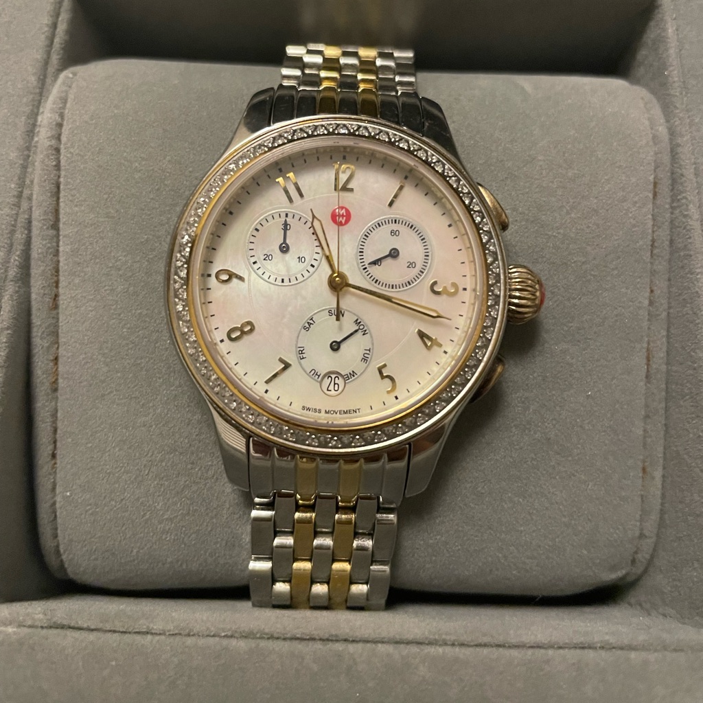 Michele Diamond Bezel TwoTone Silver  Gold Watch